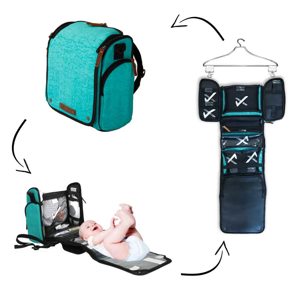 Tyke Traveler Diaper Bag Set: Ocean Turquoise